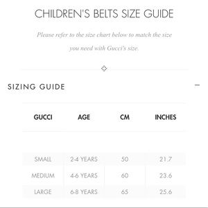 gucci children's belt size chart